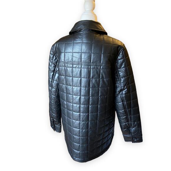 Sam Edelman Black Faux Leather Quilted Jacket - Picture 4 of 10